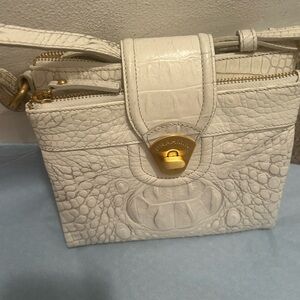 Brahmin Cream Crocodile-Embossed Crossbody Bag